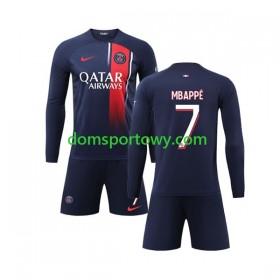 Koszulka Paris Saint-Germain Kylian Mbappé 7 Dziecięcy Domowe Koszulki Piłkarskie 2023-2024 Długi Rękaw